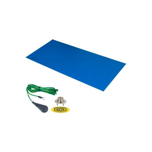 Desco Industries Inc Desco Trustat B80 16310 Vinyl Mat with Ground 24"D x 36"W - Blue 16310 - main